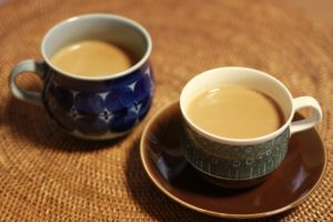 chia tea with coconut milk in mugs