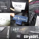 Sample of 9 different clothing labels with wildly different sizes that all fit the same body