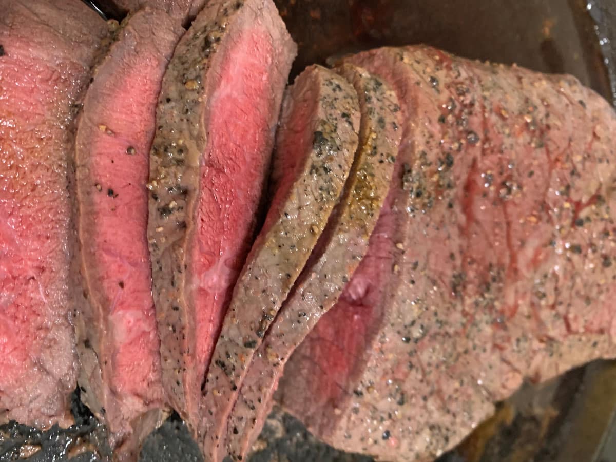 London broil on cast iron pan