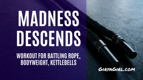 Decorative intro graphic for the madness descends kettlebell and battling rope workout